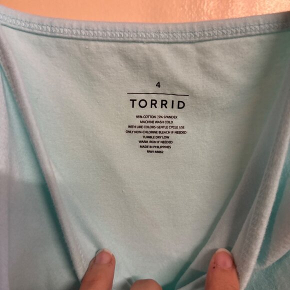 Torrid Womens Light Blue Adjustable Strap Tank Top Size 4 Cotton/Spandex - Picture 4 of 6